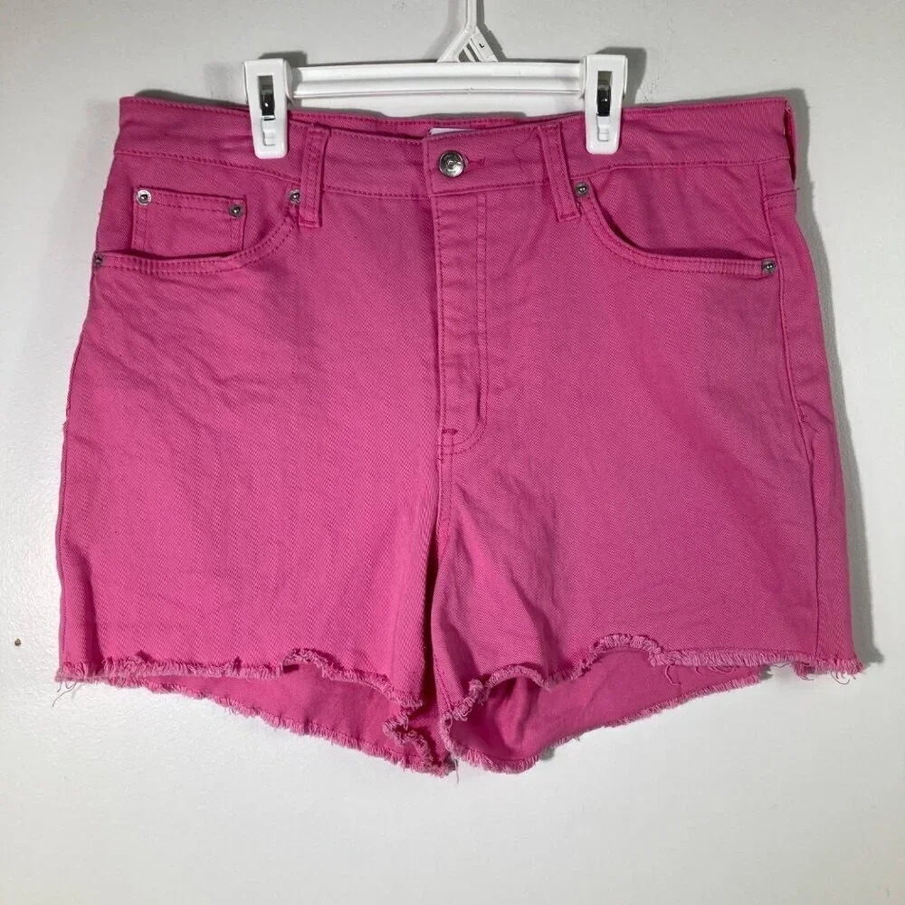 Womens Crown & Ivy Cut Off Shorts Pink 14 Cotton‎ Spandex